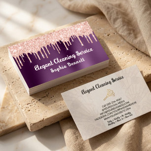Cartão De Visita Serviços de Limpeza de Rosas de Luxo Elegant Maid