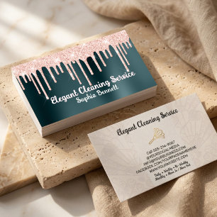 Cartão De Visita Serviços de Limpeza de Rosas de Luxo Elegant Maid