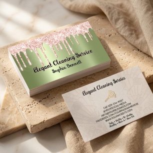 Cartão De Visita Serviços de Limpeza de Rosas de Luxo Elegant Maid