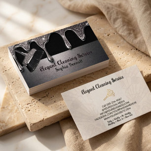 Cartão De Visita Serviços de Limpeza de Rosas de Luxo Elegant Maid 