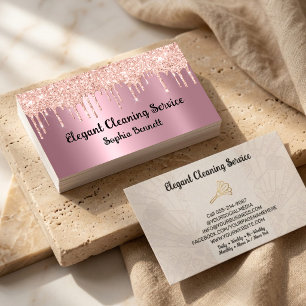 Cartão De Visita Serviços de Limpeza de Rosas de Luxo Elegant Maid 