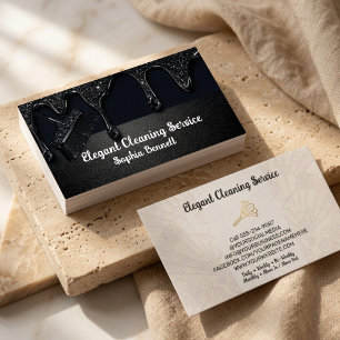 Cartão De Visita Serviços de Limpeza de Rosas de Luxo Elegant Maid 