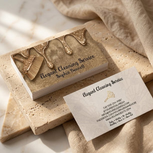Cartão De Visita Serviços de Limpeza de Rosas de Luxo Elegant Maid