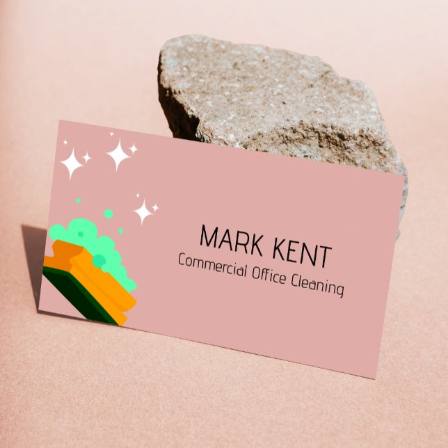 Cartão De Visita Serviços De Limpeza Digitalizam Para Conectar O Ro (Cleaning Services Scan To Connect Bush Pink Business Card)