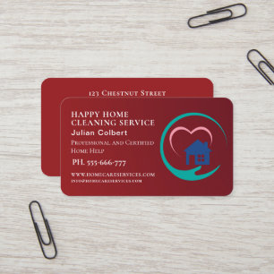 Cartão De Visita Serviços de Limpeza Doméstica Charming Red código