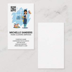 Cartão De Visita Serviços de limpeza doméstica House Maid códig