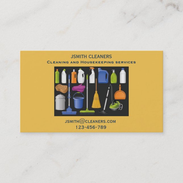 Cartão De Visita Serviços de limpeza doméstica ou freelance limpa (Frente)