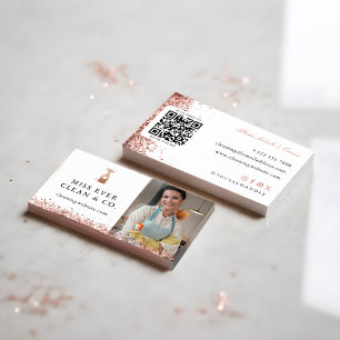 Cartão De Visita Serviços de Limpeza e Faxina Glitter Foto e Código