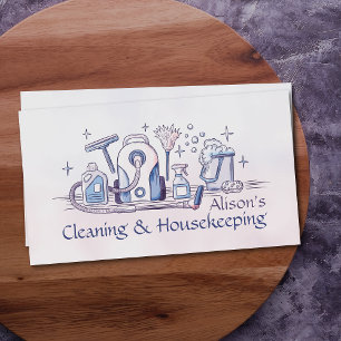 Cartão De Visita Serviços de Limpeza - estilo Watercolor design Bus