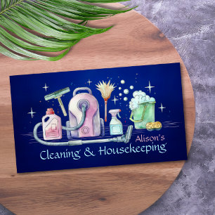 Cartão De Visita Serviços de Limpeza - estilo Watercolor design Bus