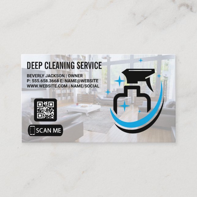 Cartão De Visita Serviços de Limpeza | Frasco de pulverização | Cód (Frente)