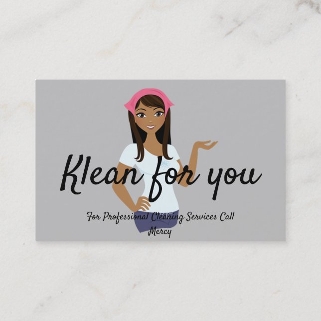 Cartão De Visita Serviços de Limpeza Fundo da Cinza Leve (Verso)