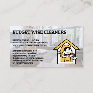 Cartão De Visita Serviços de Limpeza Logotipo Maid