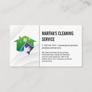 Cartão De Visita Serviços de Limpeza   Maid com limpeza   Residên