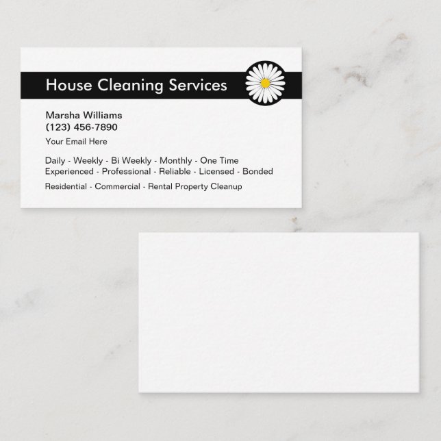 Cartão De Visita Serviços de Limpeza Moderna (Frente/Verso)