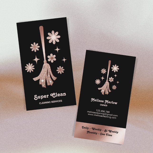 Cartão De Visita Serviços de limpeza profissional de casas de limpe (Criador carregado)