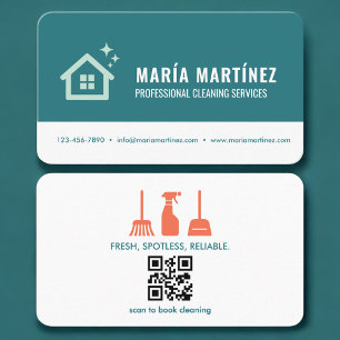 Cartão De Visita Serviços de Limpeza Residencial QR Code Profission