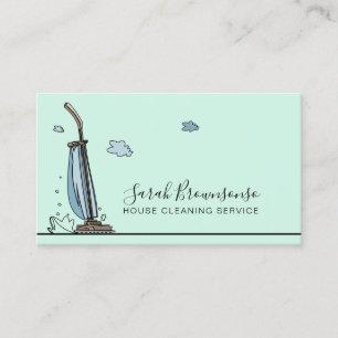 Cartão De Visita Serviços de Limpeza Residencial Teal Blue Janitori