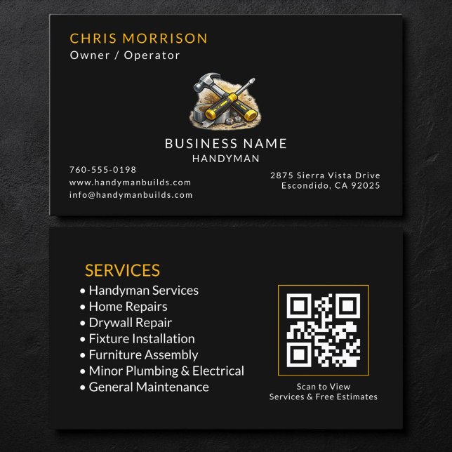Cartão De Visita Serviços de Manobras QR Code (Criador carregado)