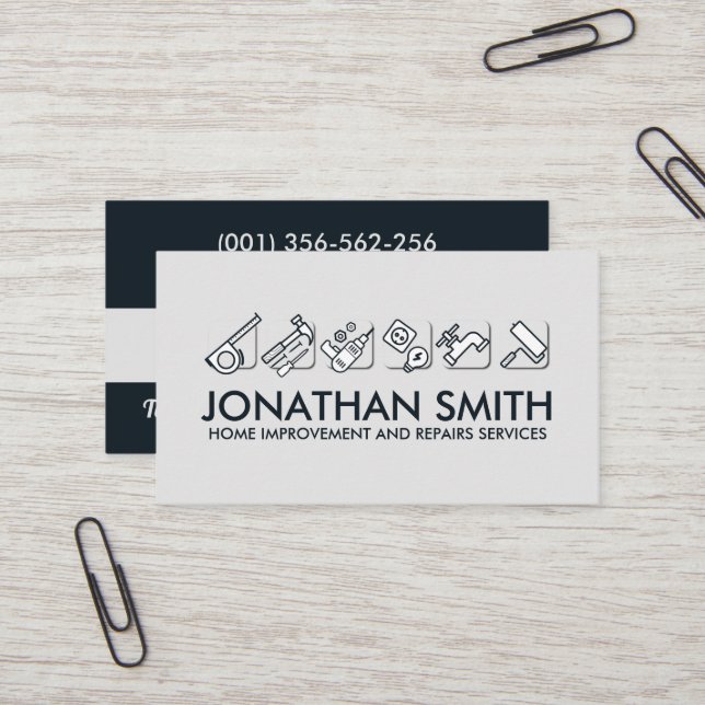 Cartão De Visita Serviços de manutenção e melhoria do domicílio (Frente/Verso In Situ)