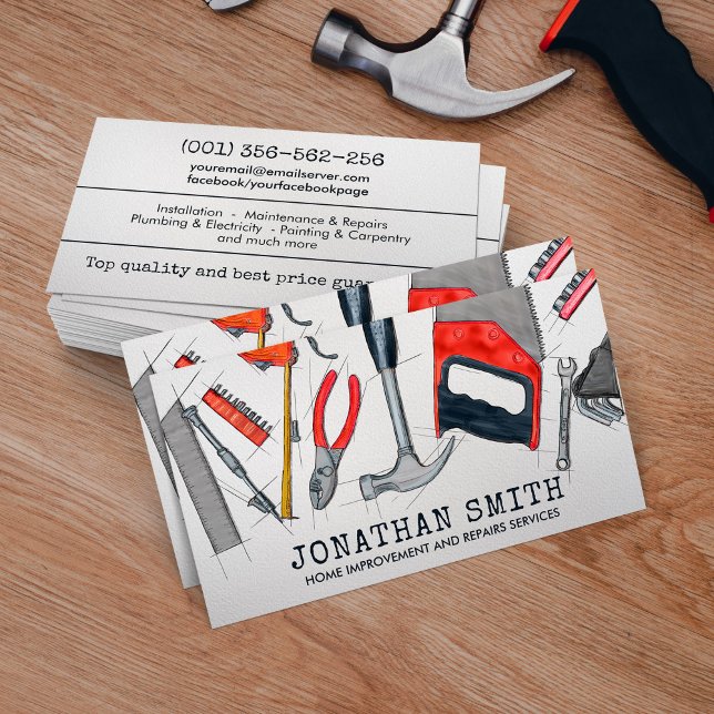 Cartão De Visita Serviços de manutenção e melhoria do domicílio (Criador carregado)