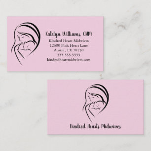 Cartão De Visita Serviços de Parteira Rosa Mamãe e Doula do Bebê