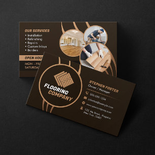 Cartão De Visita Serviços de pavimentos de Madeira Pavimentos comer