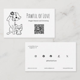 Cartão De Visita Serviços de Pet Minimalista QR Code e Mídia Social
