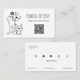 Cartão De Visita Serviços de Pet Minimalista QR Code e Mídia Social