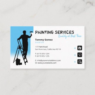 Cartão De Visita Serviços de pintura | Pintor a azul-céu