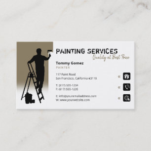 Cartão De Visita Serviços de pintura Pintor no trabalho