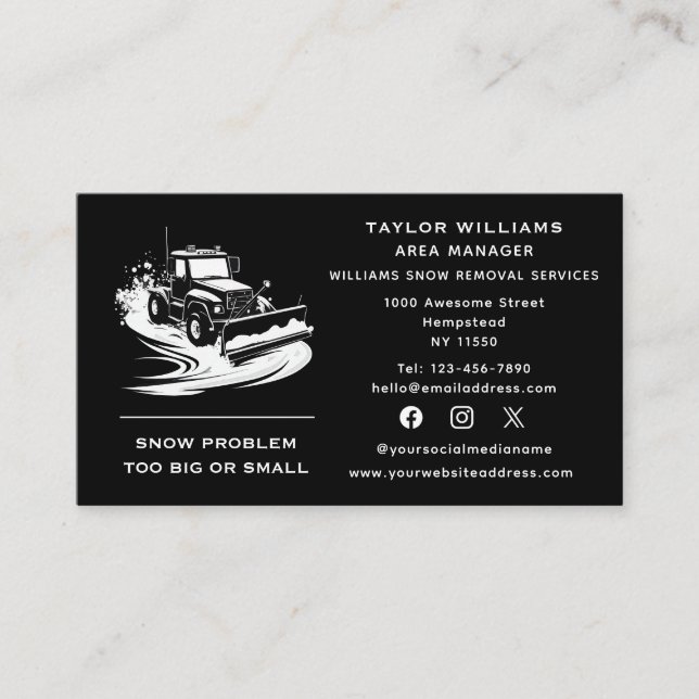 Cartão De Visita Serviços de remoção de neve nas mídias sociais Sno (Frente)