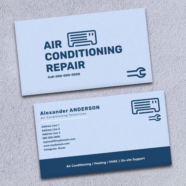 Cartão De Visita Serviços de reparação de ar condicionado (Air Conditioning Repair Services Business Card)