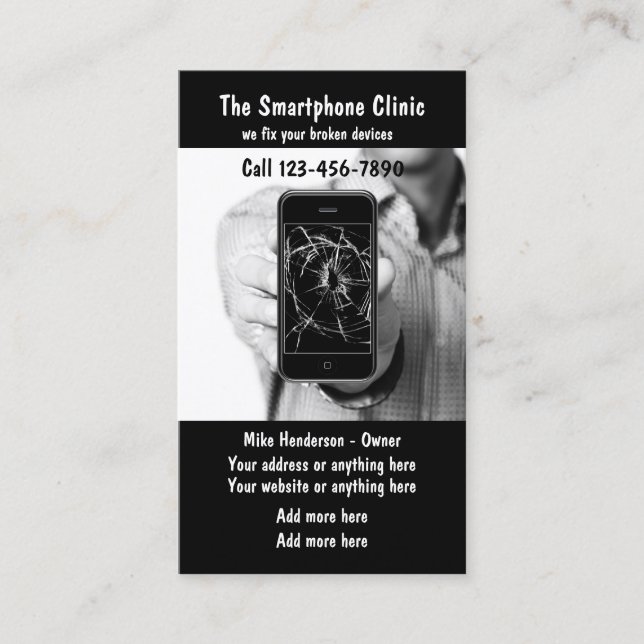 Cartão De Visita Serviços de reparações do telemóvel (Frente)