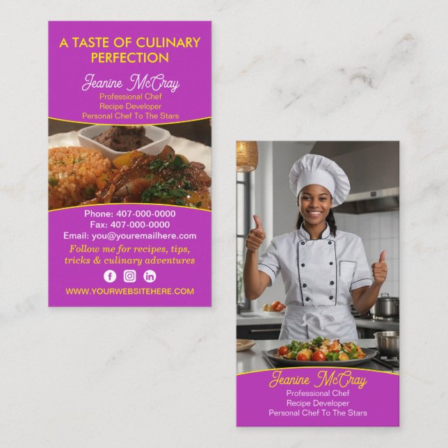Cartão De Visita Serviços de restauração de chef de cozinha (Frente/Verso)