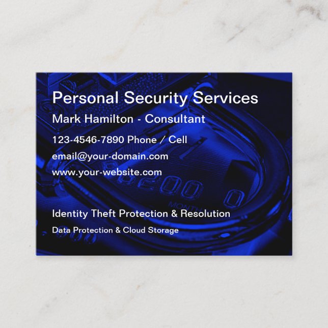 Cartão De Visita Serviços de segurança de dados e roubo de identida (Frente)