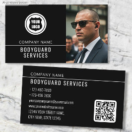 Cartão De Visita Serviços de Segurança Logo Foto Moderno Código QR