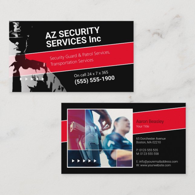 Cartão De Visita Serviços de segurança | Polícia privada (Frente/Verso)