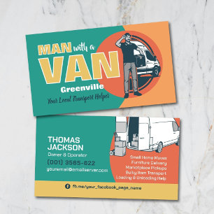 Cartão De Visita Serviços de Transporte - Homem com uma Van