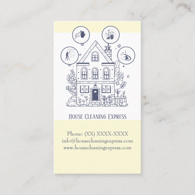 Cartão De Visita Serviços domésticos de limpeza de casas charmosos  (Frente)