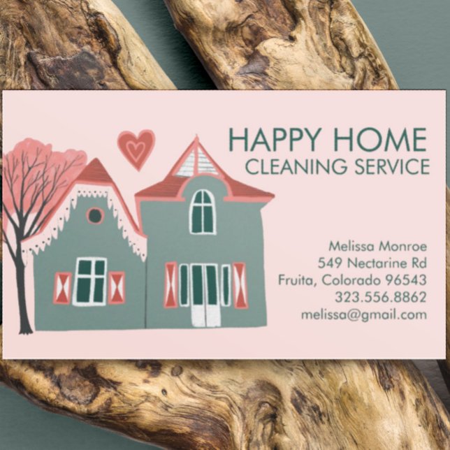 Cartão De Visita Serviços domésticos de limpeza encantadora verde-r (Criador carregado)