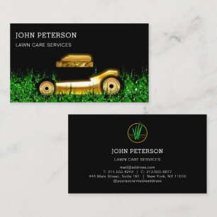 Cartão De Visita Serviços Dourados de corte de erva para jardinagem