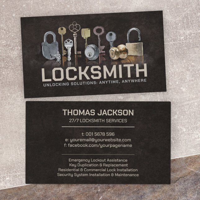 Cartão De Visita Serviços Locksmith (Criador carregado)