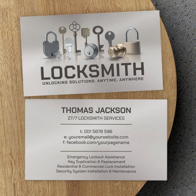 Cartão De Visita Serviços Locksmith (Criador carregado)