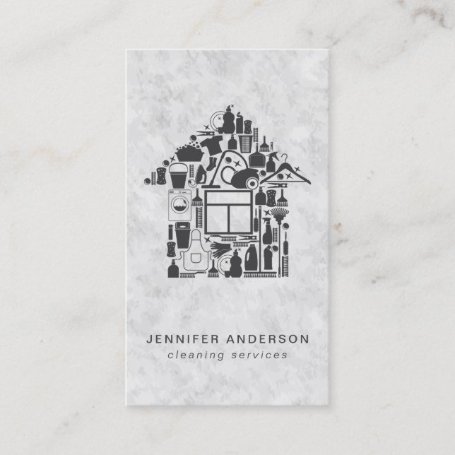 Cartão De Visita Serviços modernos de limpeza de Cinzas (Frente)