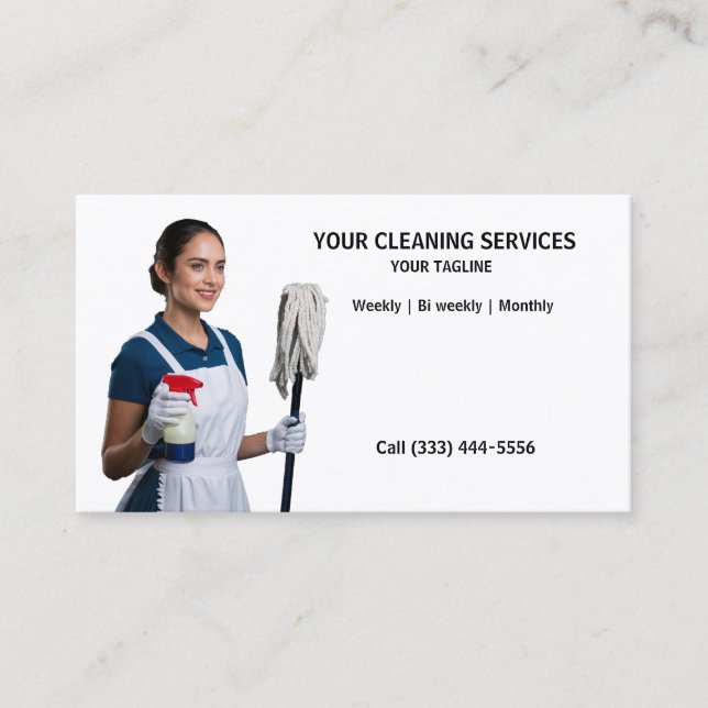 Cartão De Visita Serviços modernos de limpeza e ajuda para mulheres (Frente)