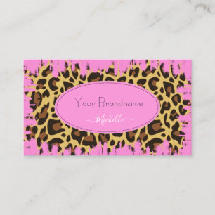Cartão De Visita Serviços personalizados de padrão-leopardo rosa