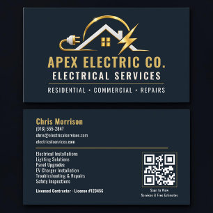 Cartão De Visita Serviços Profissionais de Código QR de Eletricista