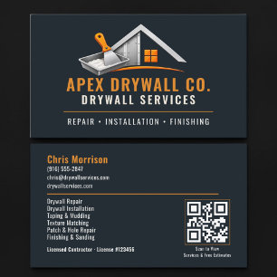 Cartão De Visita Serviços Profissionais de Código QR para Drywall