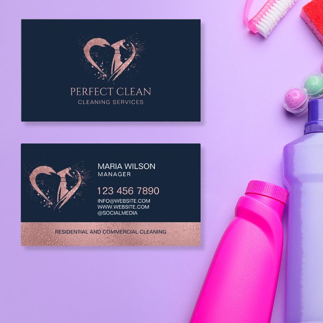 Cartão De Visita Serviços profissionais de limpeza de casas (Criador carregado)